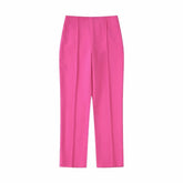 Conjunto de chaqueta y pantalón recto con decoración de plumas salvajes para mujer de otoño